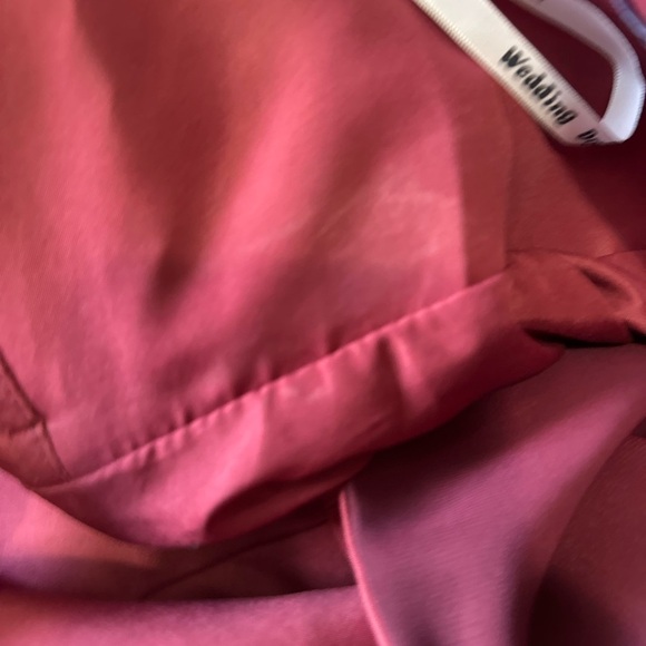 VNAIX Burgundy Full Length Bridesmaid Ruffle Dress Thin Straps and Corset Back - Picture 8 of 10